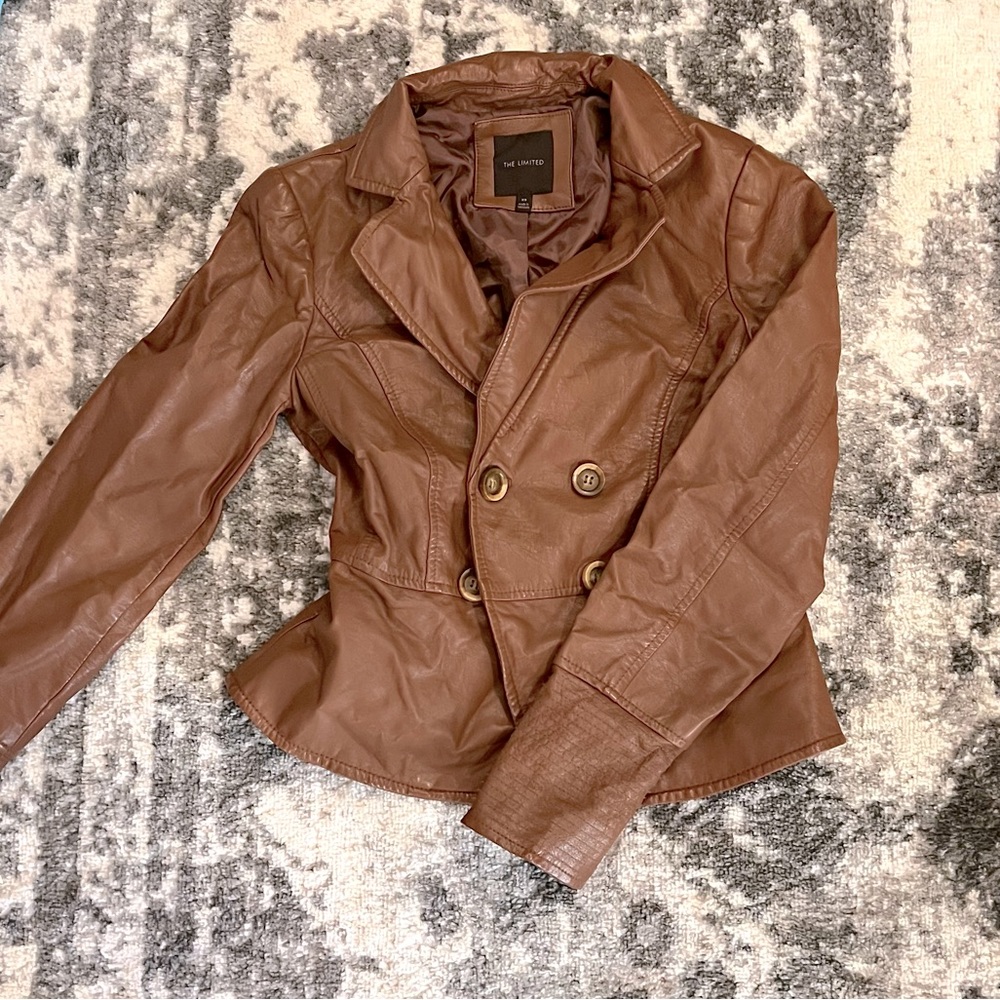 Brown “The Limited” womens vegan leather jacket